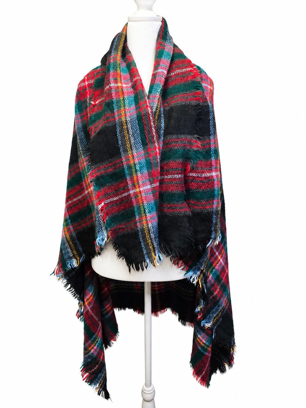 100% Cashmere Plaid Blanket Scarf Shawl Wrap Fall/Winter